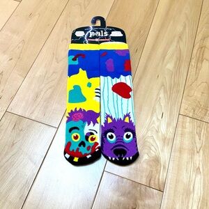 Pals mismatched Colorful Monster Socks - zombie and werewolf - adult small